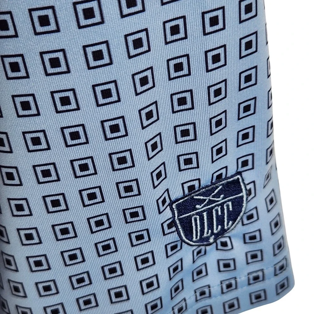 RLX Ralph Lauren Polo Shirt Men's XL Blue‎ Geometric Golf Performance Wicking